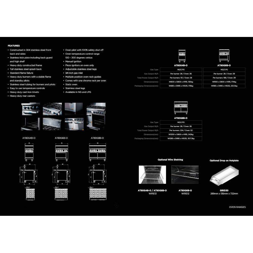 CookRite Four Burner Gas Cooktop Range with Oven - 600mm width - Natural Gas