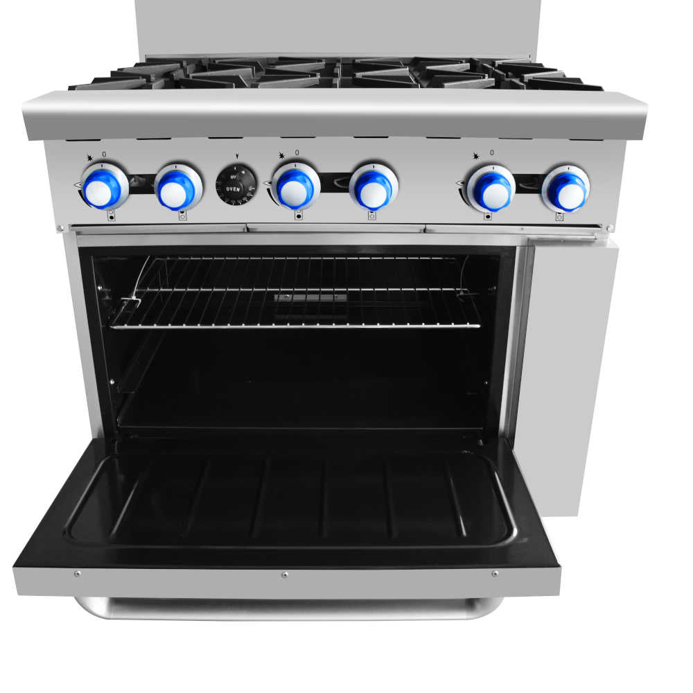 CookRite Six Burner Gas Cooktop with Oven - 900mm width - LPG