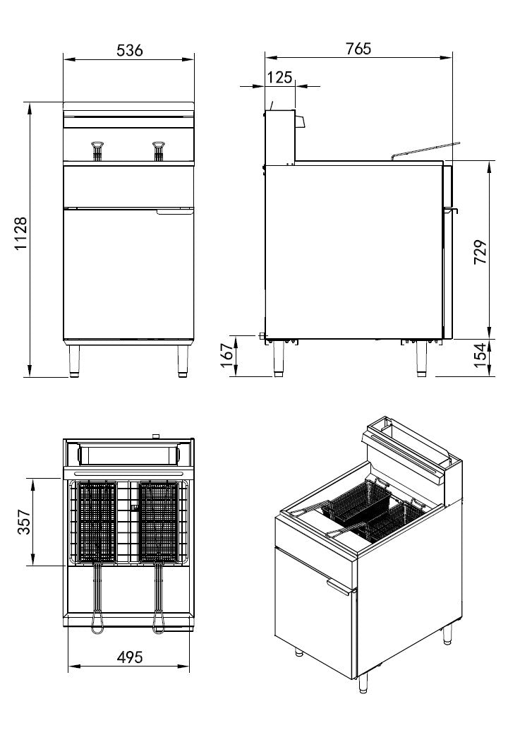 CookRite Gas Fryer - 5 Burner (LPG)