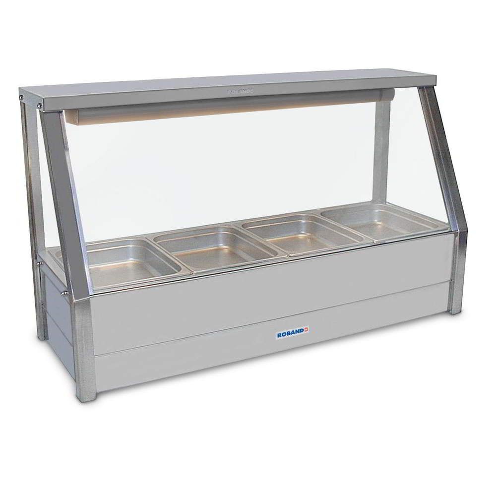 Roband Straight Glass Hot Food Display Bar, 4 pans single row