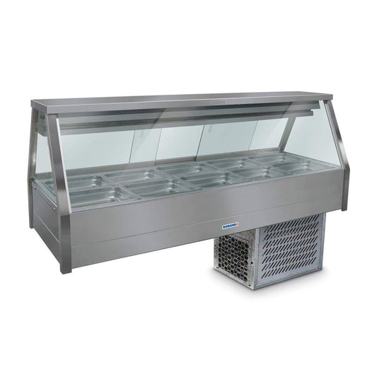 Roband Straight Glass Refrigerated Display Bar - Piped and Foamed only (no motor), 10 pans