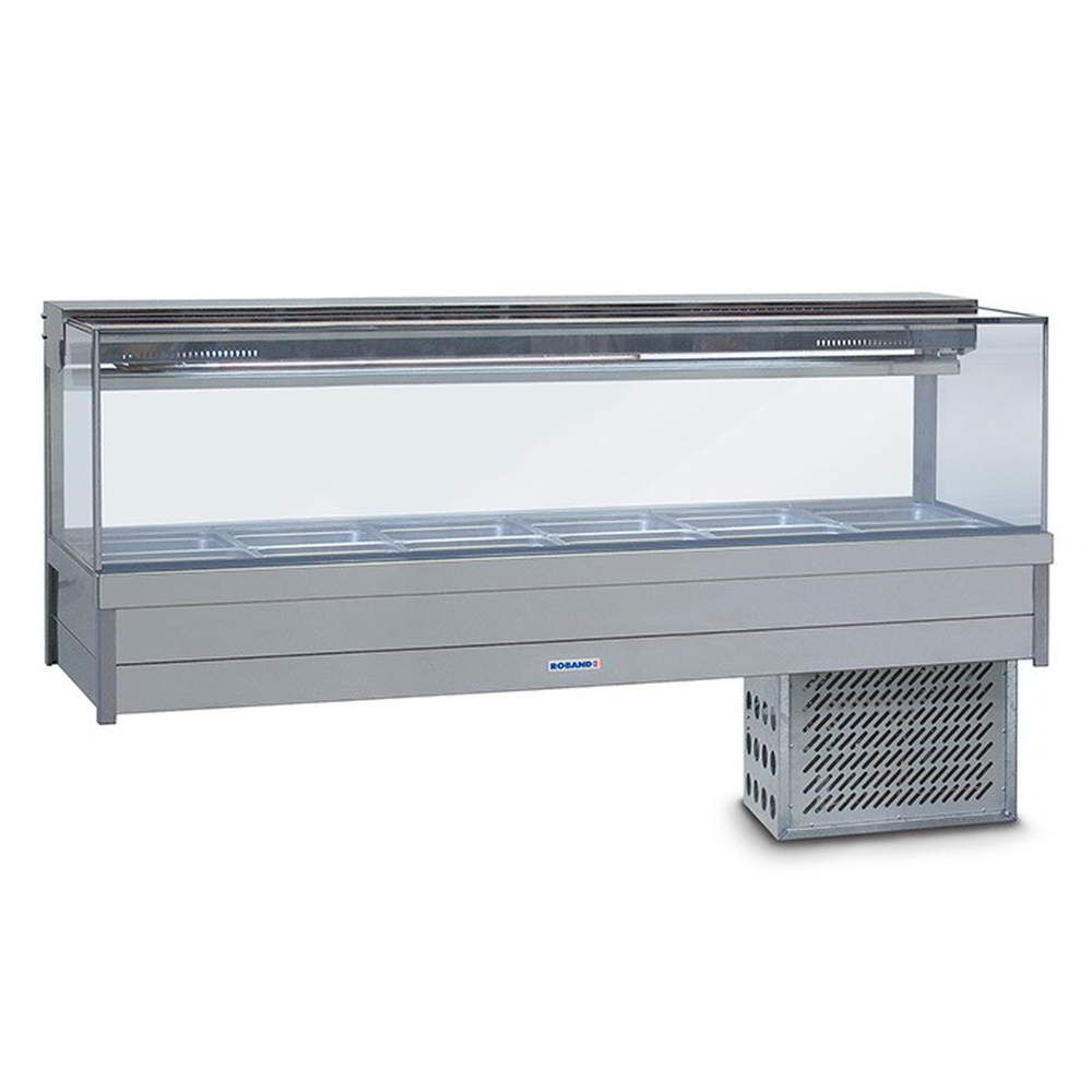 Roband Square Glass Refrigerated Display Bar, 12 pans