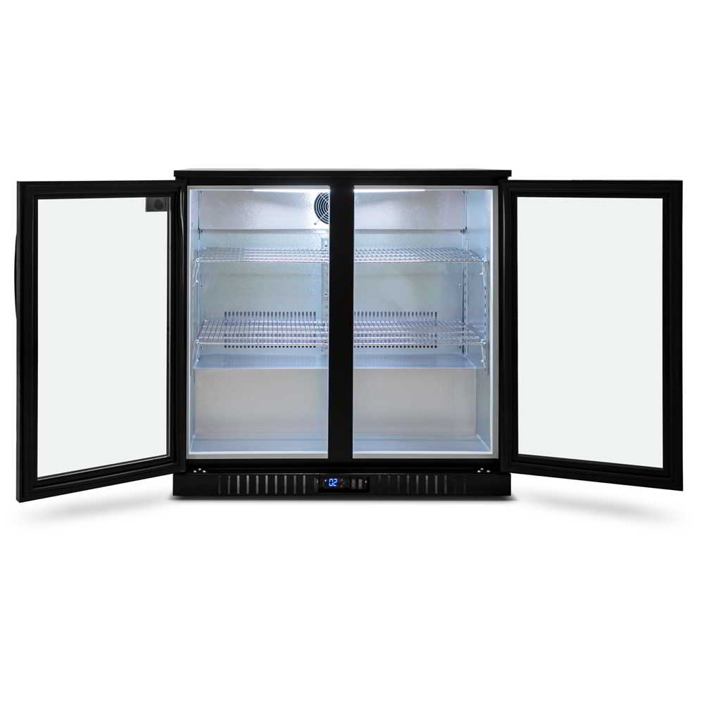 Twin Door Bar Fridge - Black Body & Doors