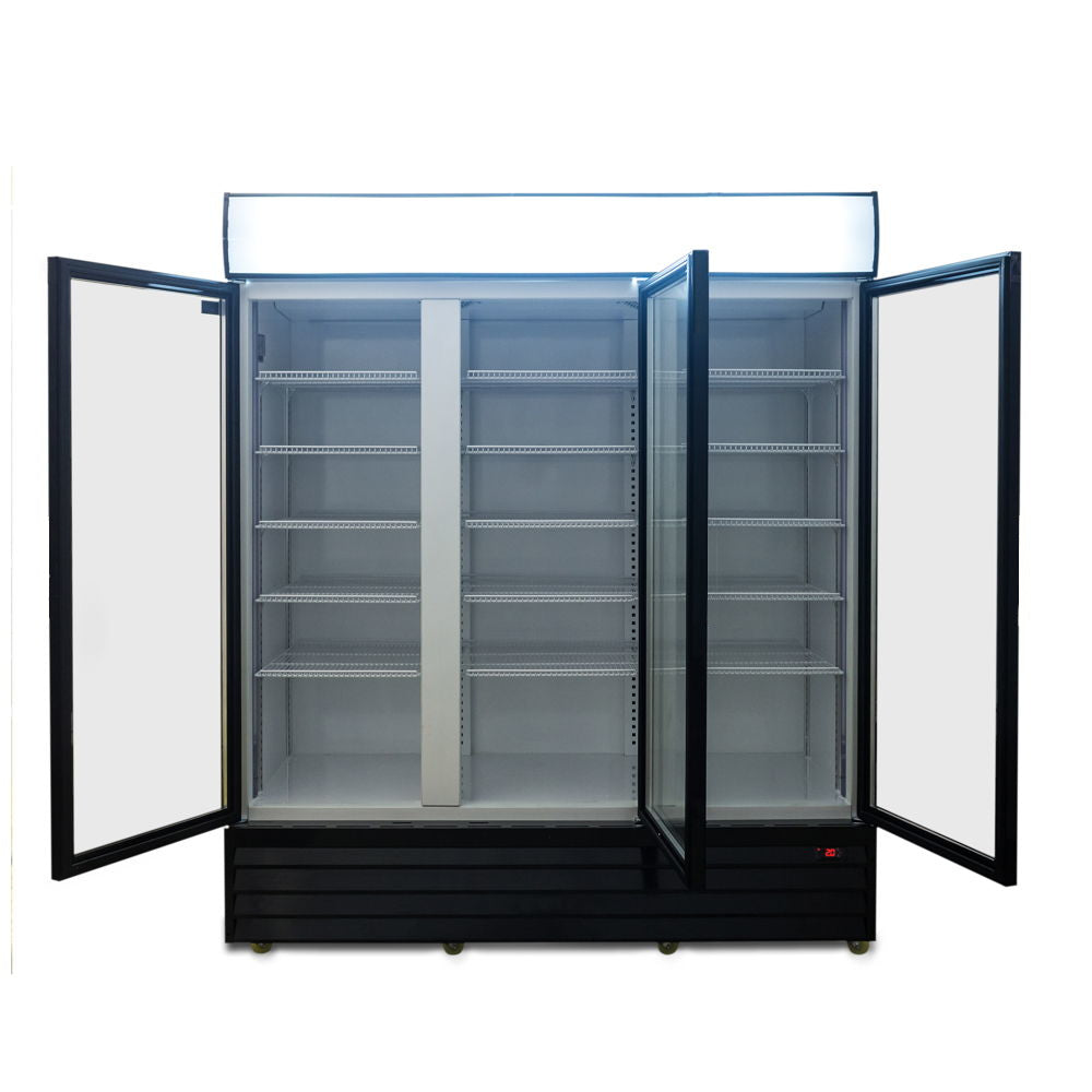 1500L Triple Door Upright Display Fridge - Glass Door