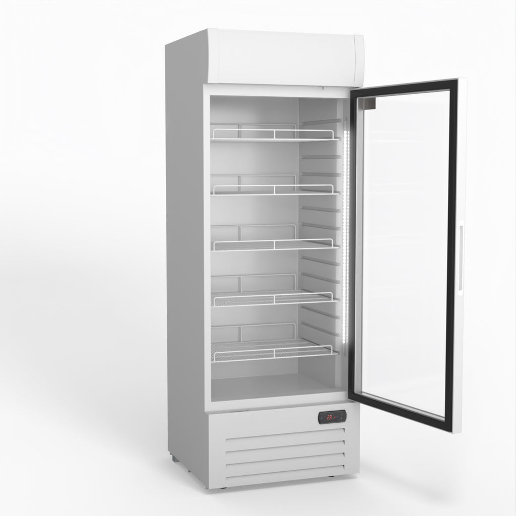 515L Upright Glass Door Display/Drinks Fridge - White with Light Box