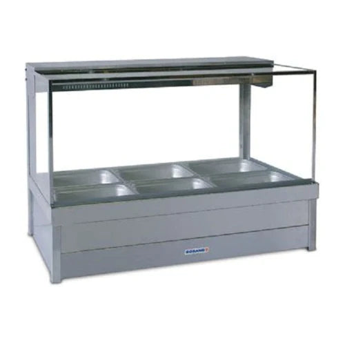 Roband Square Glass Hot Food Display Bar, 6 pans double row