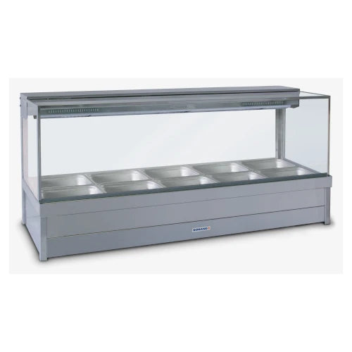 Roband Square Glass Hot Food Display Bar, 10 pans double row
