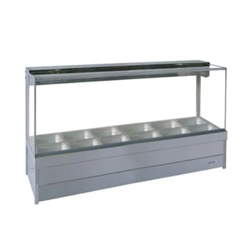 Roband Square Glass Hot Food Display Bar, 12 pans double row