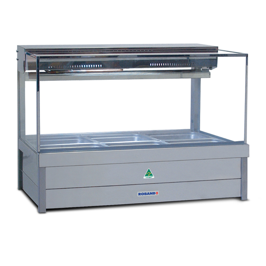 Roband Square Glass Refrigerated Display Bar - Piped and Foamed only (no motor), 6 pans