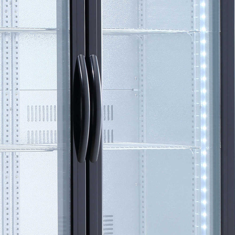 477L Upright Double Glass Door Display / Backbar Fridge - Black