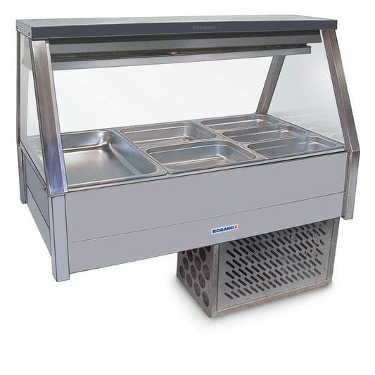 Roband Straight Glass Refrigerated Display Bar - Piped and Foamed only (no motor), 6 pans