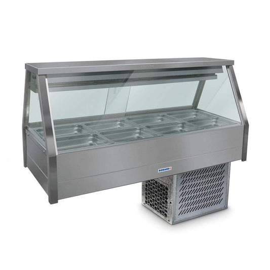 Roband Straight Glass Refrigerated Display Bar - Piped and Foamed only (no motor), 8 pans