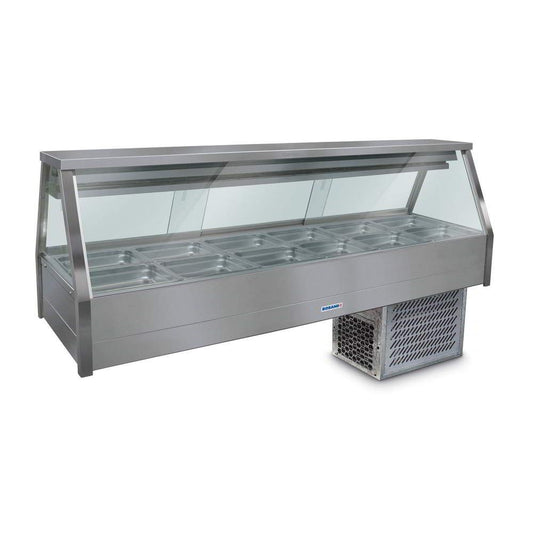 Roband Straight Glass Refrigerated Display Bar - Piped and Foamed only (no motor), 12 pans