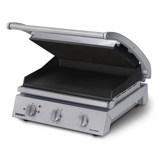 Roband Grill Station 8 slice, non stick with ribbed top plate, 15 Amp
