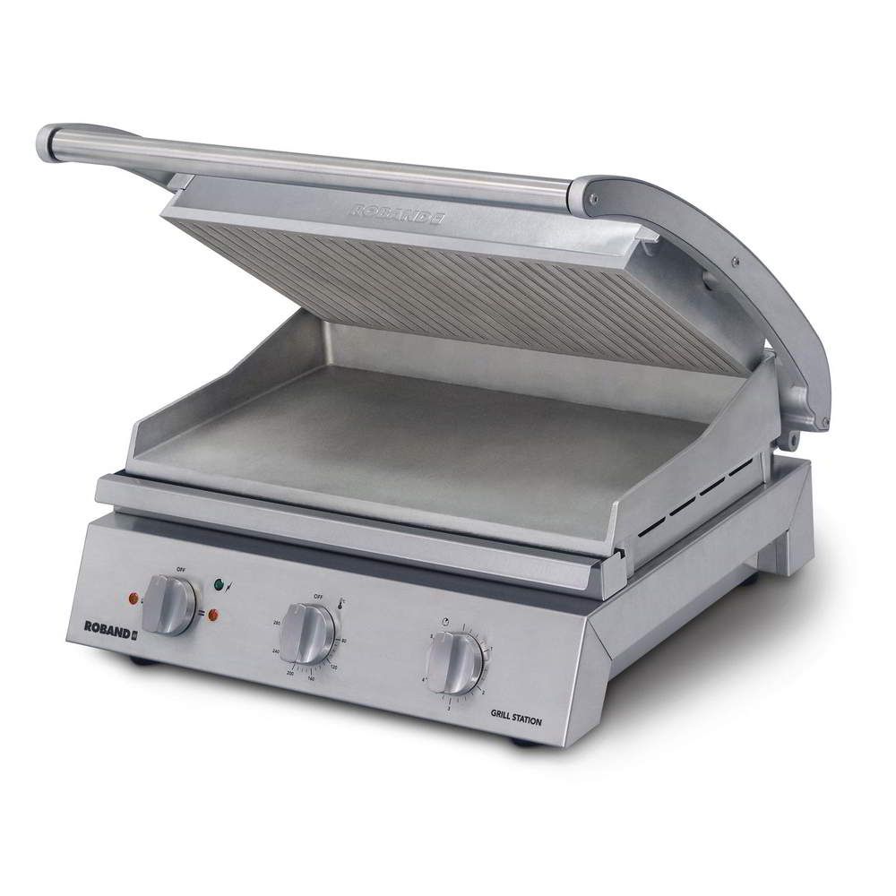 Roband Grill Station 8 slice, ribbed top plate, 15Amp