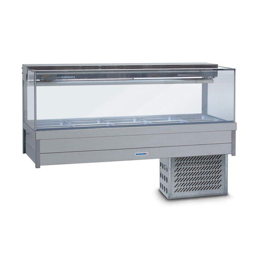 Roband Square Glass Refrigerated Display Bar - Piped and Foamed only (no motor), 12 pans