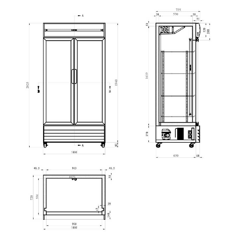 800L Double Door Upright Display Fridge - Glass Door